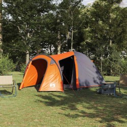 Tente Dôme avec toit avec stockage avec évent Gris et orange 384 x 254 x 170 cm 