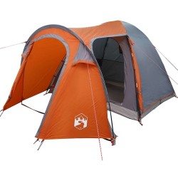 Tente Dôme avec toit avec stockage avec évent Gris et orange 384 x 254 x 170 cm 