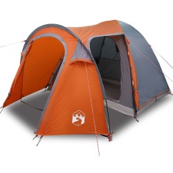 Tente Dôme avec toit avec stockage avec évent Gris et orange 384 x 254 x 170 cm 