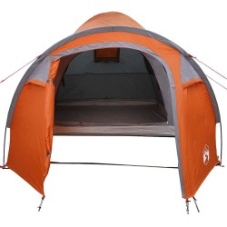 Tente Dôme avec toit avec stockage avec évent Gris et orange 384 x 254 x 170 cm 