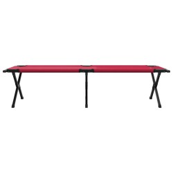 Lit de plage pliant 2 pcs Rouge avec sac de transport en tissu Oxford 600D. 