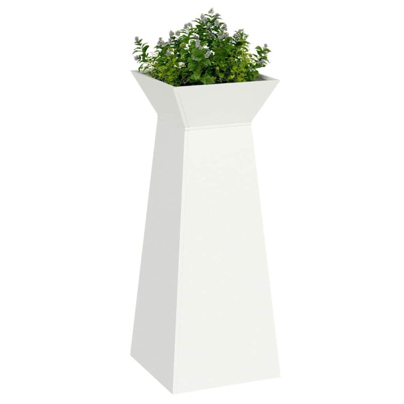 Potte de jardin Pillar avec bol blanc 40x40x100 cm en acier. 