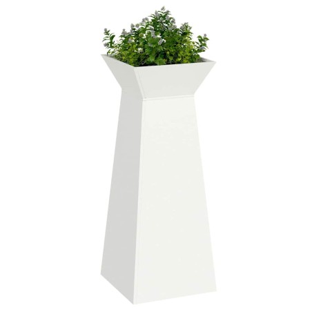 Potte de jardin Pillar avec bol blanc 40x40x100 cm en acier. 