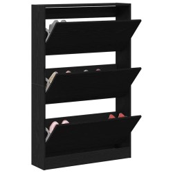 Cabinet à chaussures Noir Chêne 80x21x125,5 cm Bois d'ingénierie 