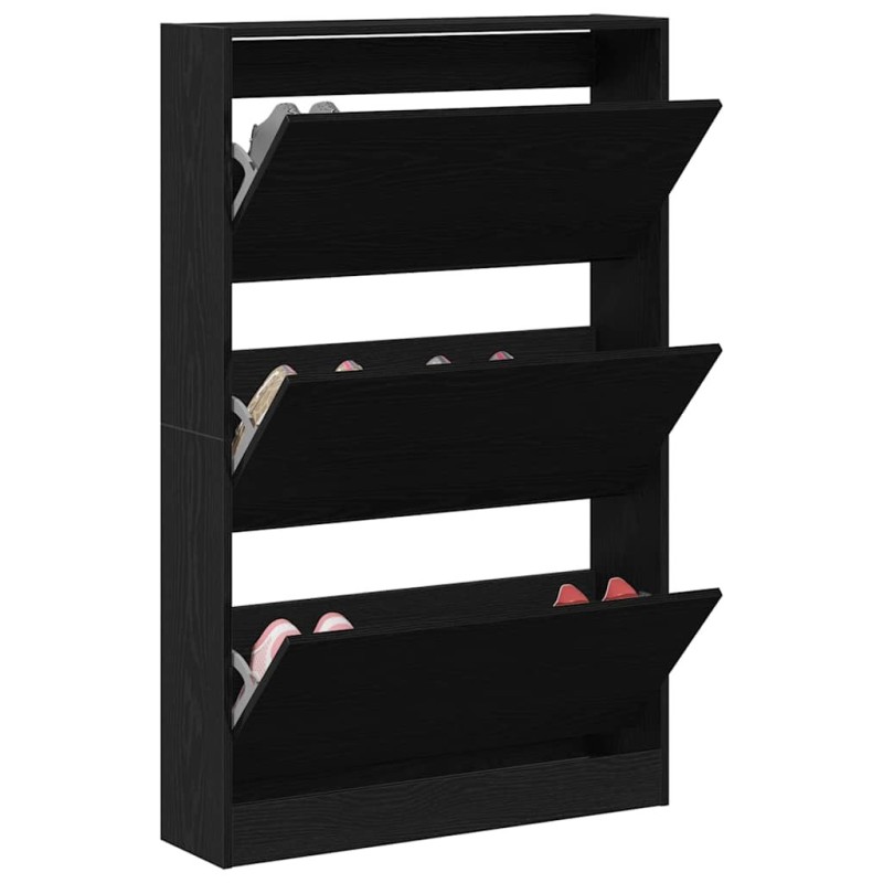 Cabinet à chaussures Noir Chêne 80x21x125,5 cm Bois d'ingénierie 