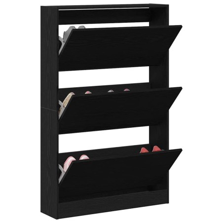 Cabinet à chaussures Noir Chêne 80x21x125,5 cm Bois d'ingénierie 