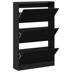Cabinet à chaussures Noir Chêne 80x21x125,5 cm Bois d'ingénierie 