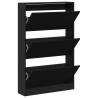 Cabinet à chaussures Noir Chêne 80x21x125,5 cm Bois d'ingénierie 