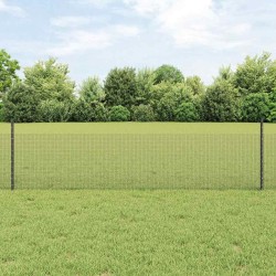 Clôture en fil soudé avec 22 poteaux gris 0.5x50 m en acier 