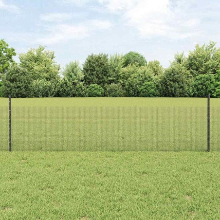Clôture en fil soudé avec 22 poteaux gris 0.5x50 m en acier 