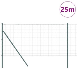 Clôture Euro avec 13 poteaux de 1x25 m en acier galvanisé vert. 