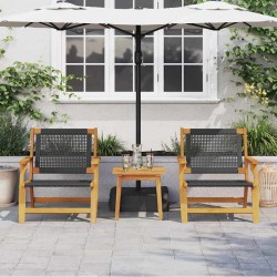 Chaises de jardin 2 pcs noires 76x67x73.5 cm en bois massif d'acacia 