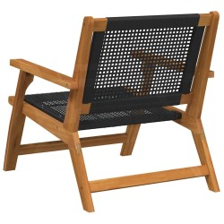 Chaises de jardin 2 pcs noires 76x67x73.5 cm en bois massif d'acacia 