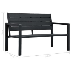Banc de jardin 120 cm PEHD Noir Aspect de bois 