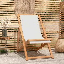 Chaise de terrasse Teck 56x105x96 cm Couleur crème 