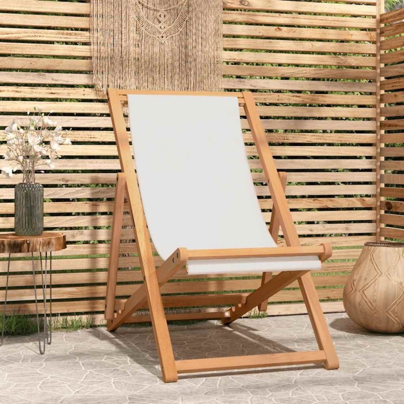 Chaise de terrasse Teck 56x105x96 cm Couleur crème 