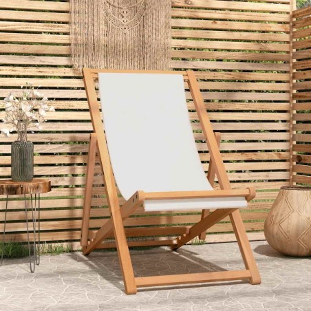 Chaise de terrasse Teck 56x105x96 cm Couleur crème 