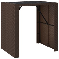 Table de bar et dessus en verre marron 105x80x110 cm poly rotin 