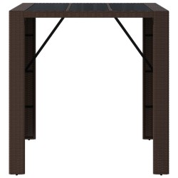 Table de bar et dessus en verre marron 105x80x110 cm poly rotin 