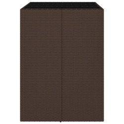 Table de bar et dessus en verre marron 105x80x110 cm poly rotin 