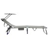 2 pcs Chaises longues pliantes avec auvent Gris Tissu Oxford 600D 