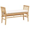 Banc de jardin avec coussin de 110 cm en bambou 