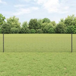 Clôture en fil d'acier soudé avec 22 poteaux U gris 0,5x50 m acier 