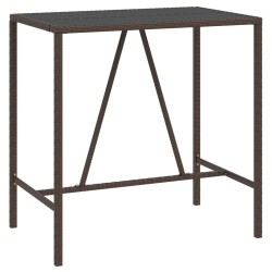 Table de bar et dessus en verre marron 110x70x110 cm poly rotin 