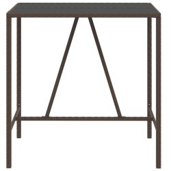 Table de bar et dessus en verre marron 110x70x110 cm poly rotin 
