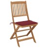Chaises pliables de jardin lot de 2 avec coussins Bois d'acacia 