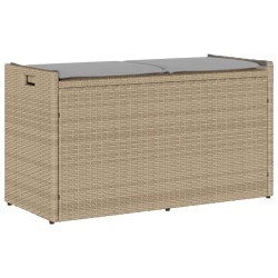 Banc de rangement extérieur coussin beige 100 cm résine tressée 
