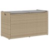 Banc de rangement extérieur coussin beige 100 cm résine tressée 