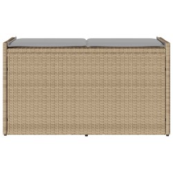 Banc de rangement extérieur coussin beige 100 cm résine tressée 