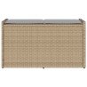 Banc de rangement extérieur coussin beige 100 cm résine tressée 