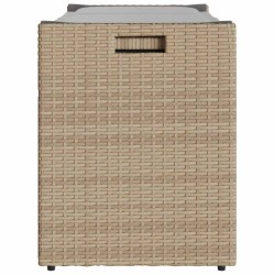 Banc de rangement extérieur coussin beige 100 cm résine tressée 