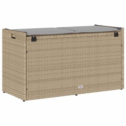 Banc de rangement extérieur coussin beige 100 cm résine tressée 