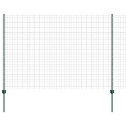 Clôture Euro avec 5 poteaux en U Vert 1.6x10 m Acier 