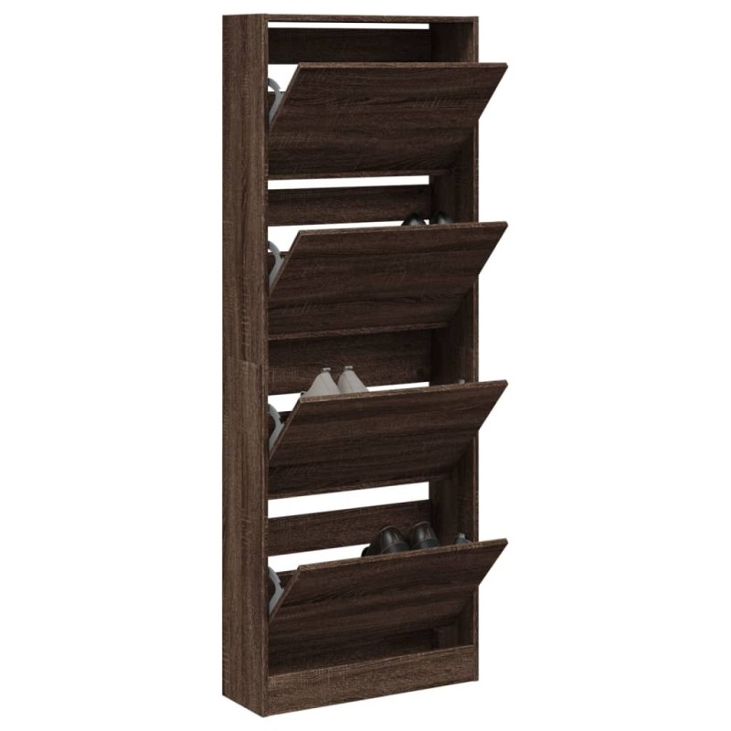 Armoire à chaussures chêne marron 60x21x163,5cm bois ingénierie 