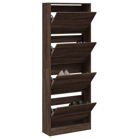Armoire à chaussures chêne marron 60x21x163,5cm bois ingénierie 