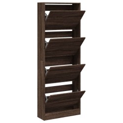Armoire à chaussures chêne marron 60x21x163,5cm bois ingénierie 
