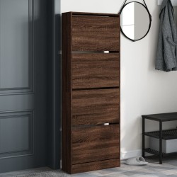 Armoire à chaussures chêne marron 60x21x163,5cm bois ingénierie 