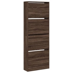 Armoire à chaussures chêne marron 60x21x163,5cm bois ingénierie 