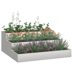 Jardinière jardin 3 niveaux 90x90x35 cm acier inoxydable 