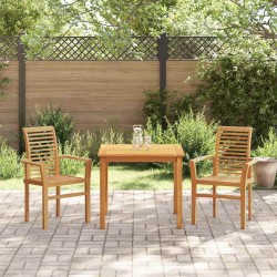 Chaise de Jardin Empilable 2 pcs en Bois Massif de Teck 