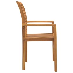Chaise de Jardin Empilable 2 pcs en Bois Massif de Teck 
