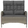 Banc de jardin inclinable avec coussins 107 cm Poly rotin Gris 