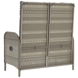 Banc de jardin inclinable avec coussins 107 cm Poly rotin Gris 