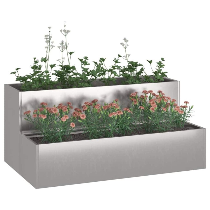 Pot de jardin à deux niveaux 100x60x45 cm Acier inoxydable 