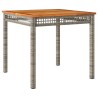 Table de jardin gris 80x80x74 cm résine tressée et bois acacia 