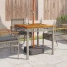 Table de jardin gris 80x80x74 cm résine tressée et bois acacia 